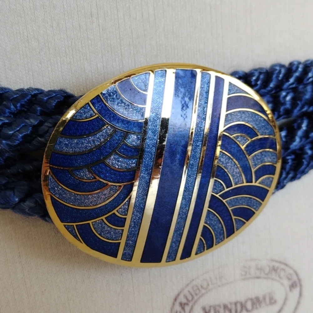 Vintage SITI Belt Enamel Buckle Braided Stretch Rope Belt